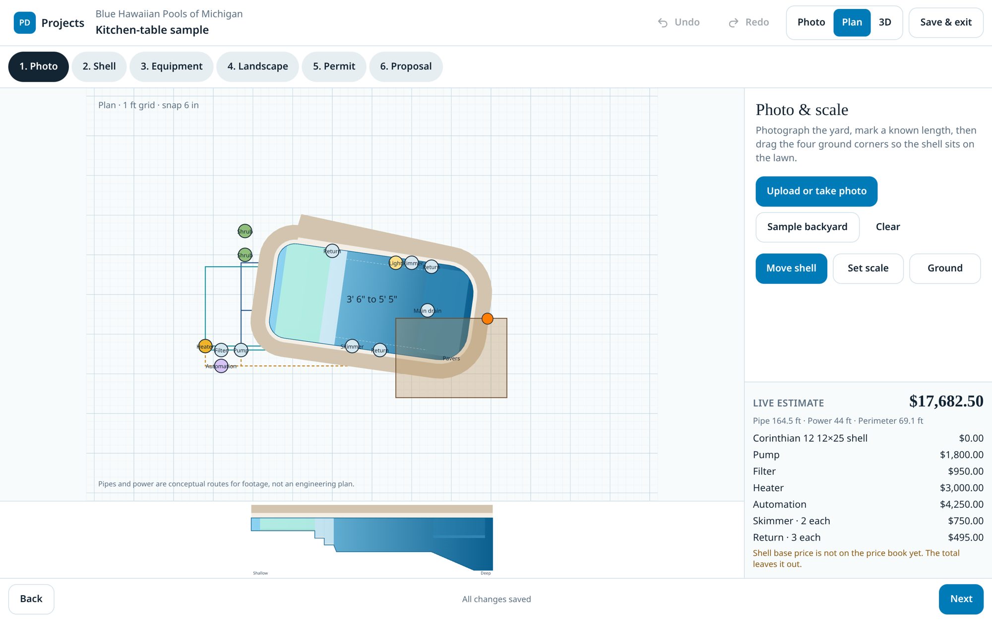 Plan view with equipment and runs